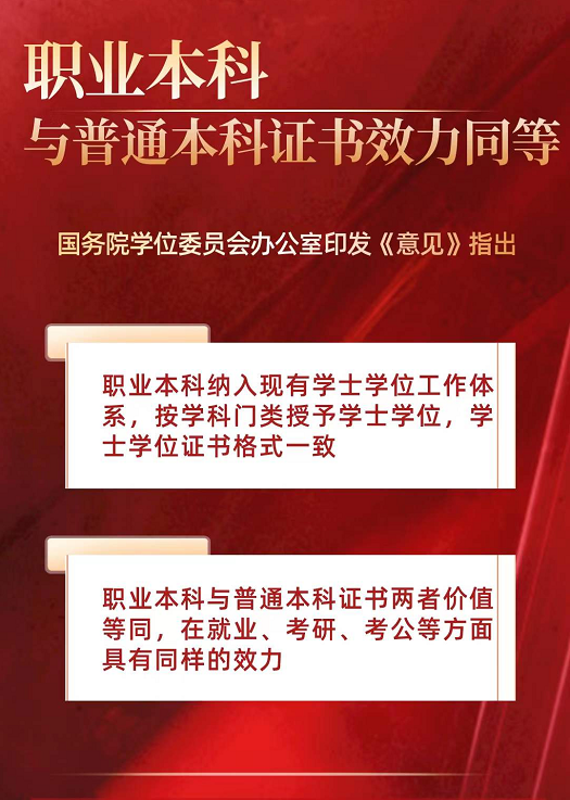 又一利好消息，教育部再發(fā)文：職業(yè)本科與普通本科證書效力同等！